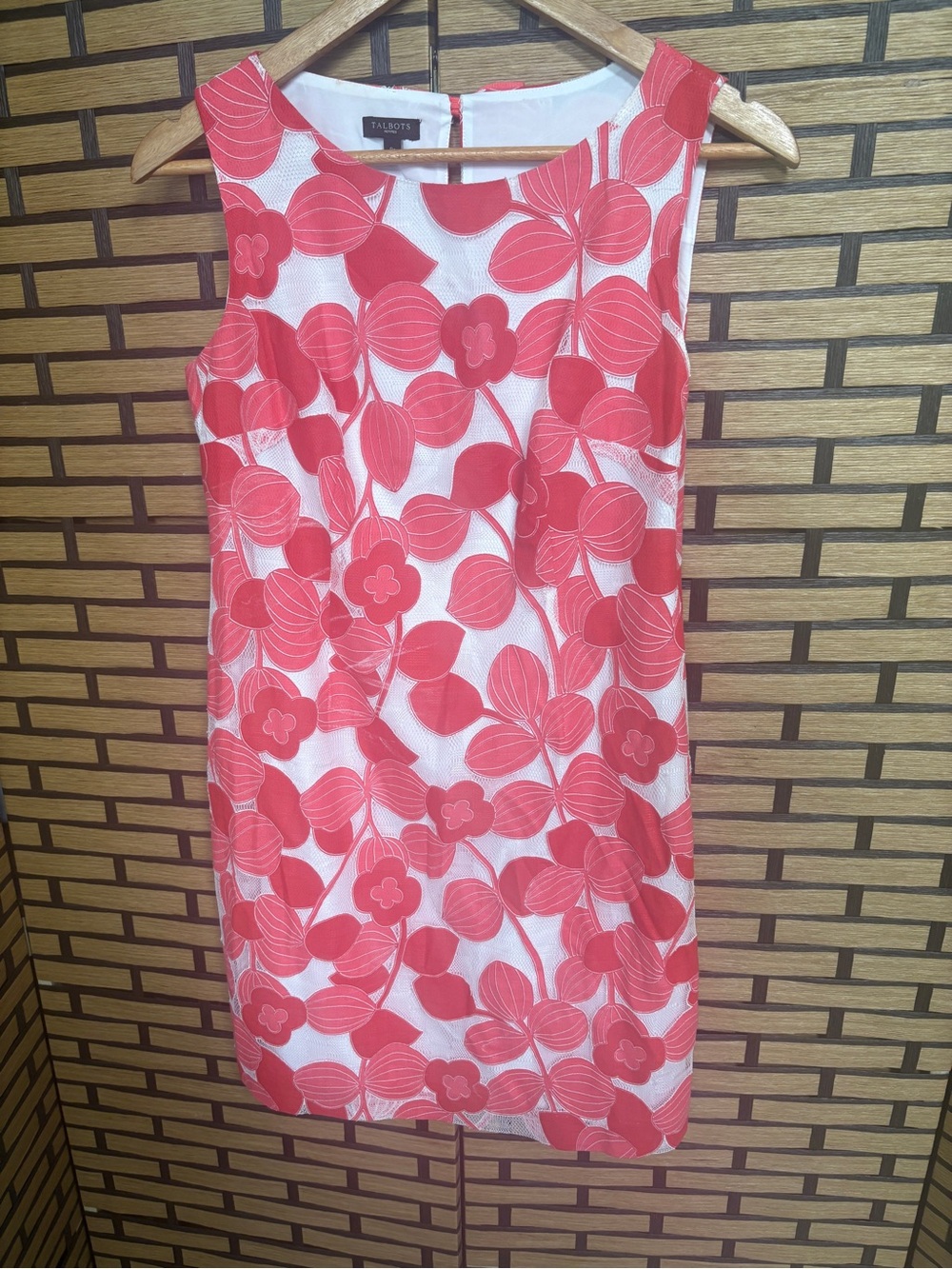 Talbots coral and white lace dress size 8P